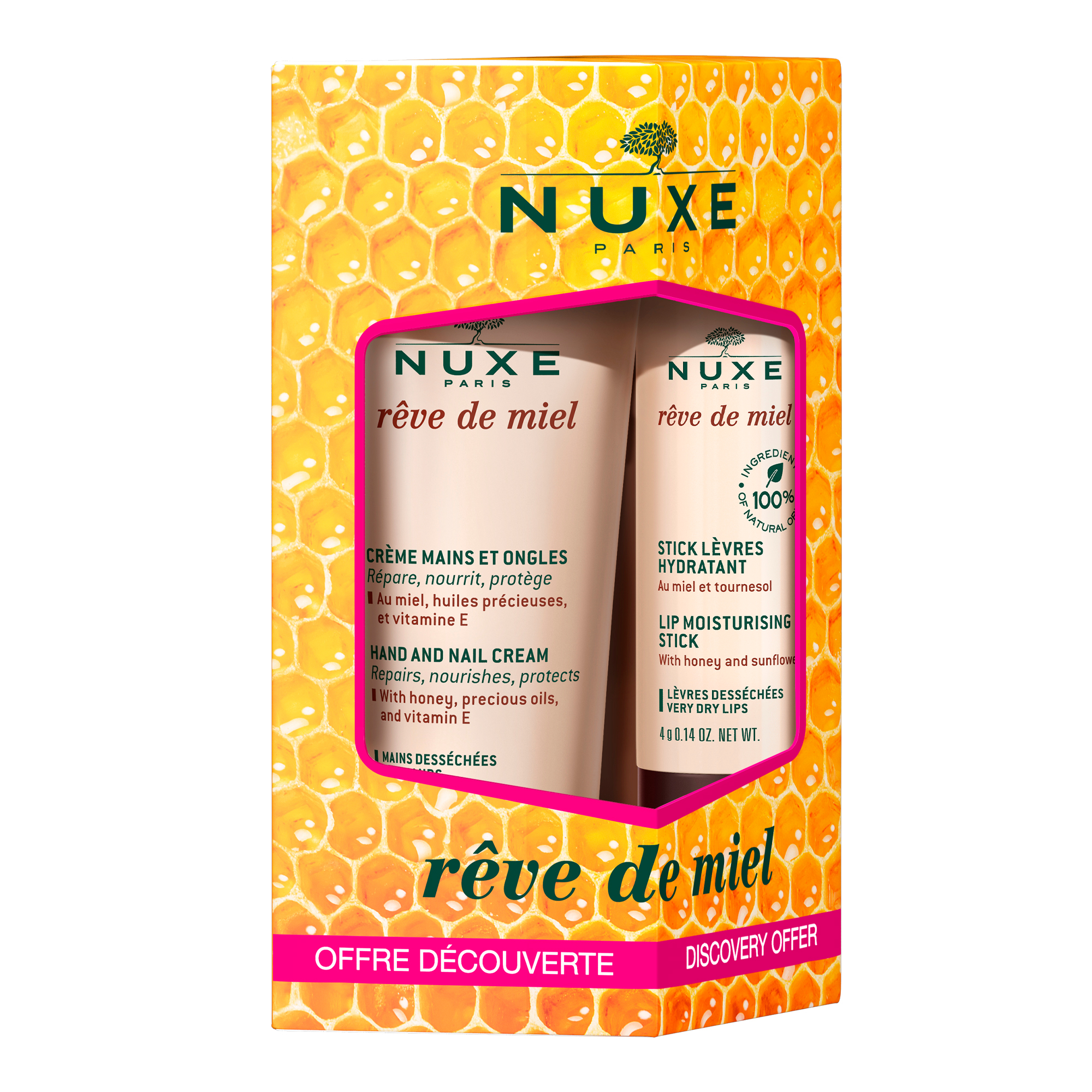 Nuxe Rêve de Miel Pack Creme de Mãos e Stick Labial 30ml + 4gr
