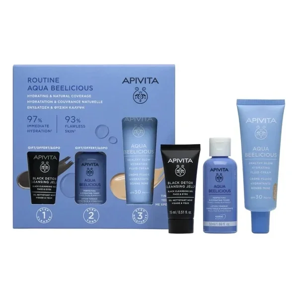 Apivita Aqua Beelicious Creme Com Cor SPF30 Kit Routine 40ml+15ml+10ml